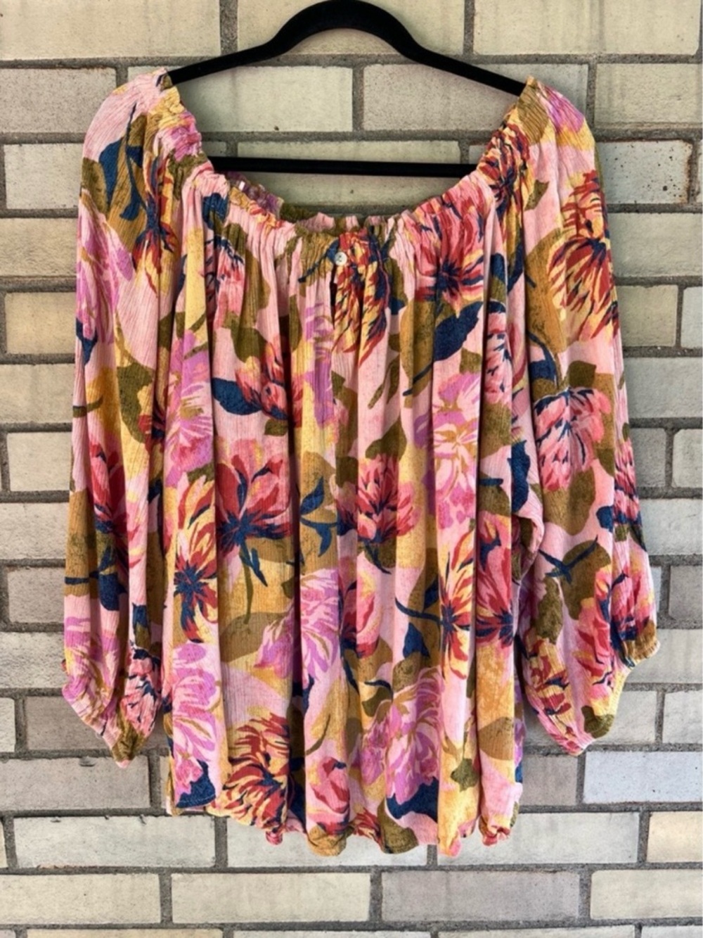 Terra & Sky Floral Crepe Knit Off Shoulder Blouse Pink Size 2X
20W-22W